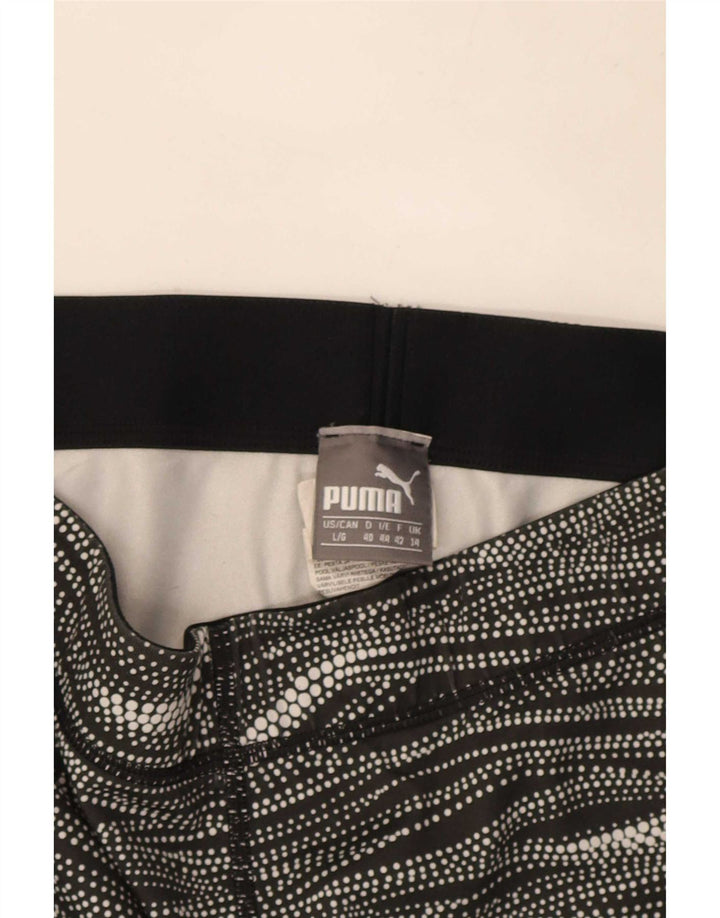 Puma Legging Capri Femme UK 44 Polyester Rayé Noir Moyen