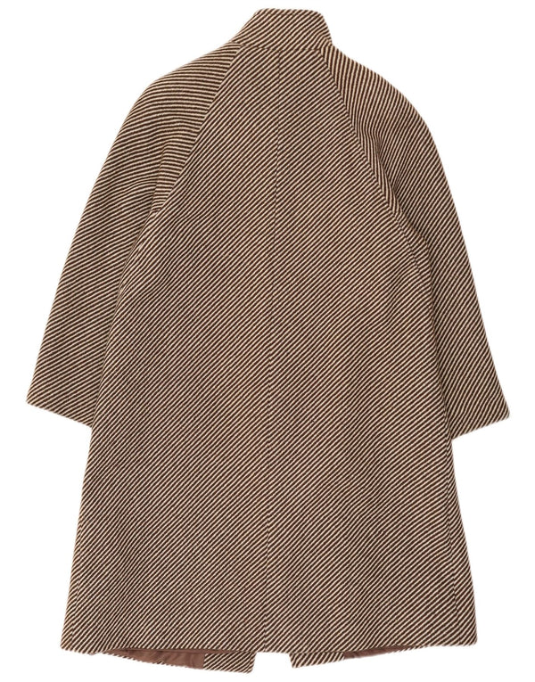 vintage Womens Overcoat UK 14 Medium Brown Pinstripe