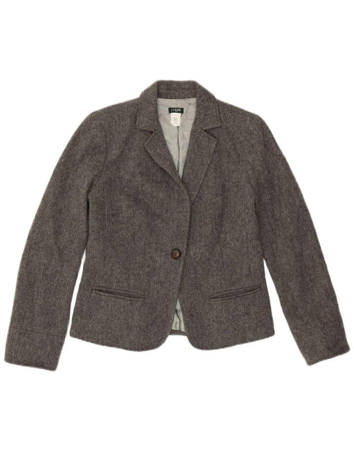 J. Crew Veste blazer à 1 bouton pour femme US 4 Petite laine à chevrons gris