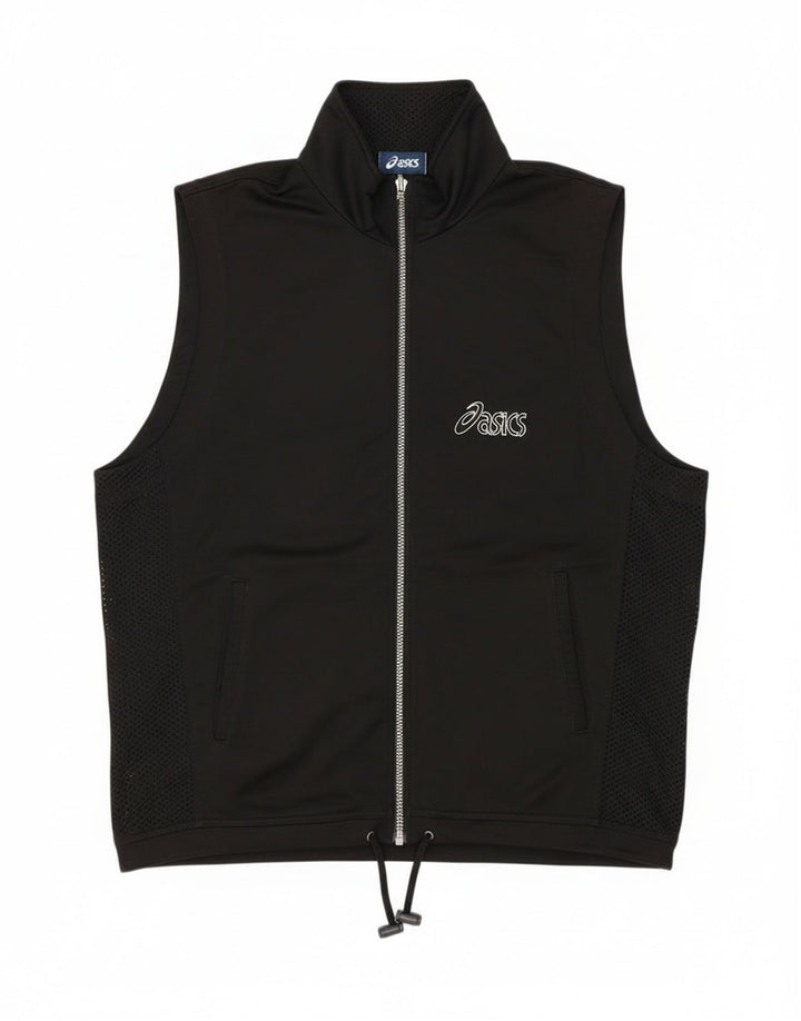 Asics Veste de survêtement sans manches graphique pour hommes, grand noir