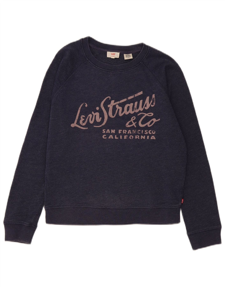 Levi's Sweat-shirt court surdimensionné pour femme UK 10 Small Bleu marine