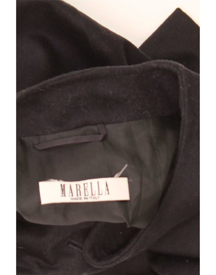 Marella Veste Blazer 4 Boutons Femme UK 16 Grande Laine Bleu Marine
