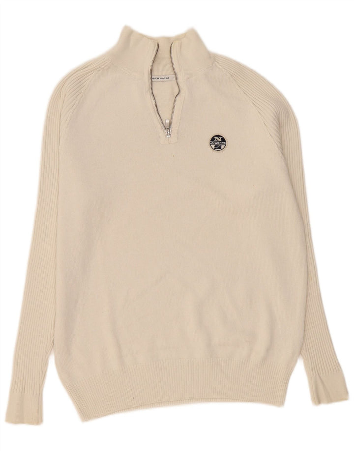 North Sails Pull à col zippé pour homme Grand coton beige