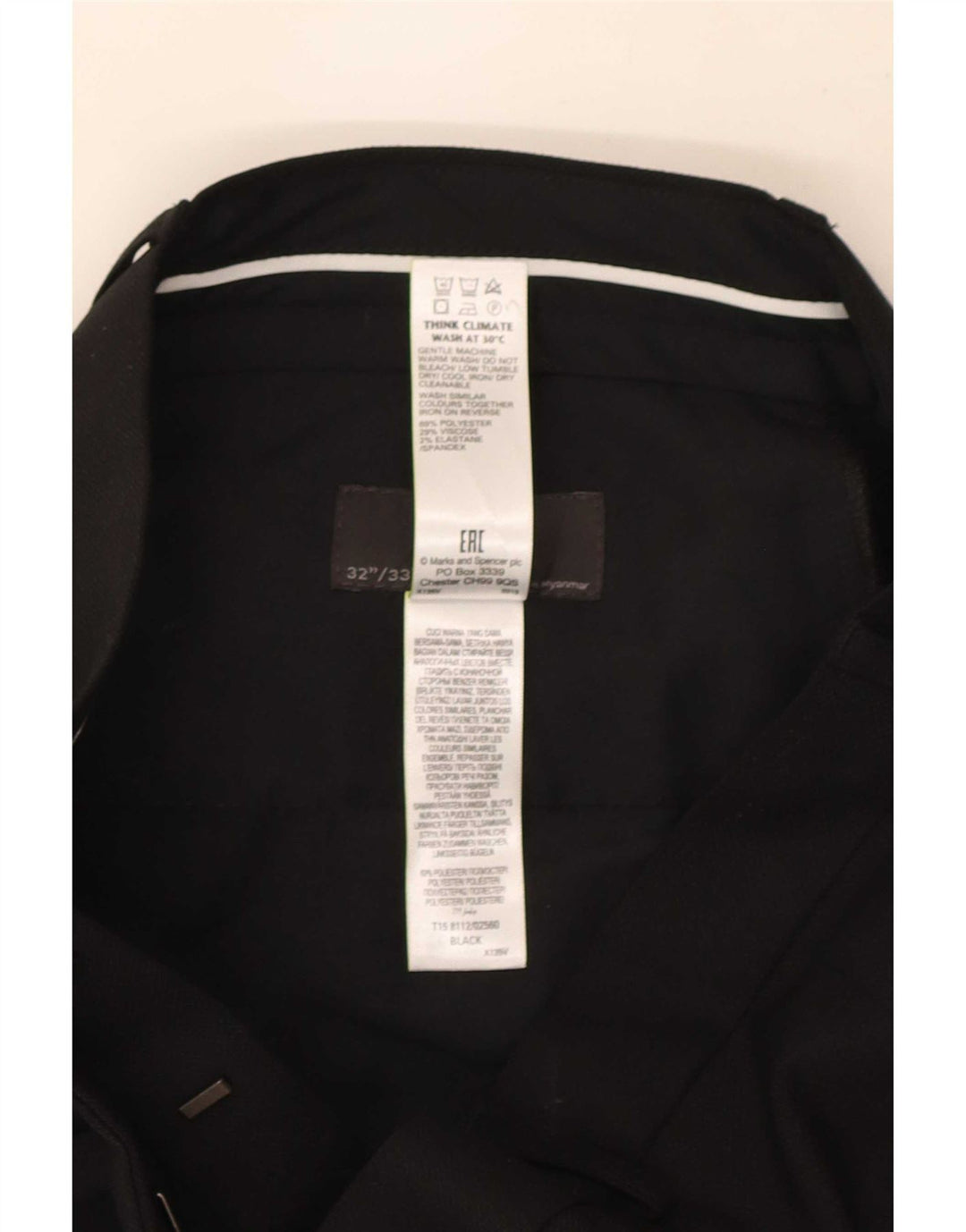 Marks & Spencer Pantalon de costume coupe slim pour homme W32 L33 Noir Polyester