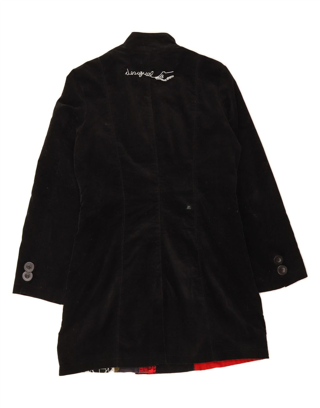 DESIGUAL Womens Abstract Pattern Overcoat EU 42 Large Black Cotton Vintage Desigual and Second-Hand Desigual from Messina Hembry 