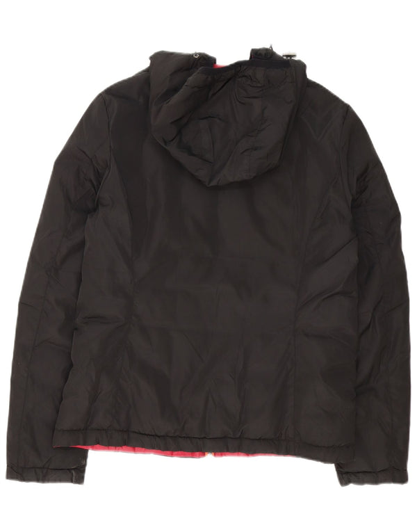 K-Way Veste matelassée réversible à capuche pour femme UK 14 Large Noir Nylon