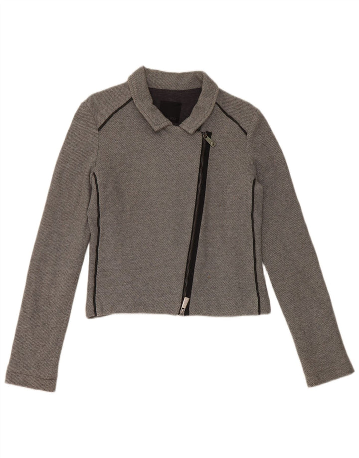 Pinko Veste Bomber Courte Femme UK 12 Coton Gris Moyen