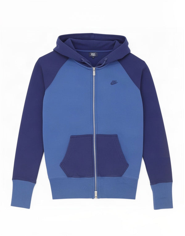 Nike Pull à capuche zippé pour homme UK 10 Petit Bleu Colorblock Coton