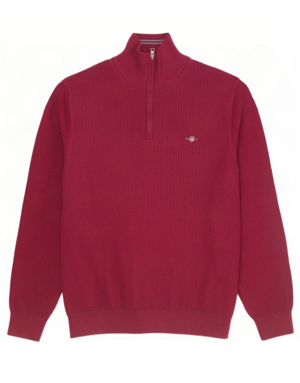 Gant Pull à col zippé pour homme Large Marron Coton