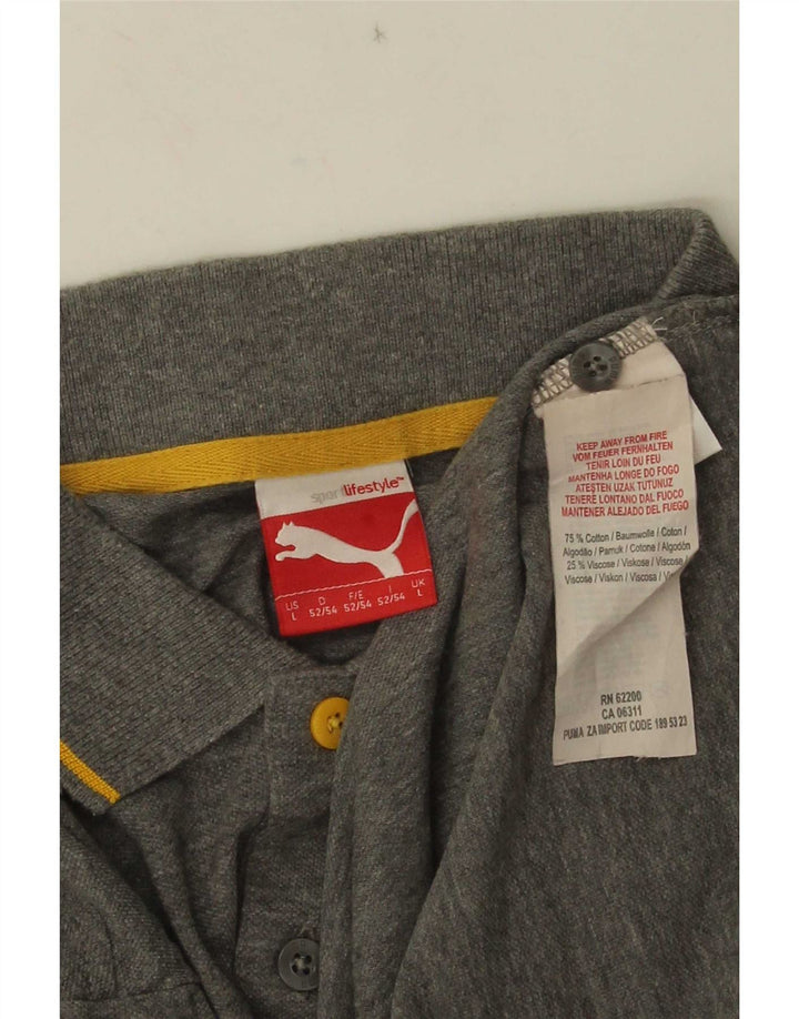 Puma Polo Homme Large Gris Rayé Coton