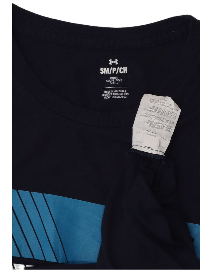UNDER ARMOUR T-Shirt Graphique Homme Petit Bleu Marine Coton
