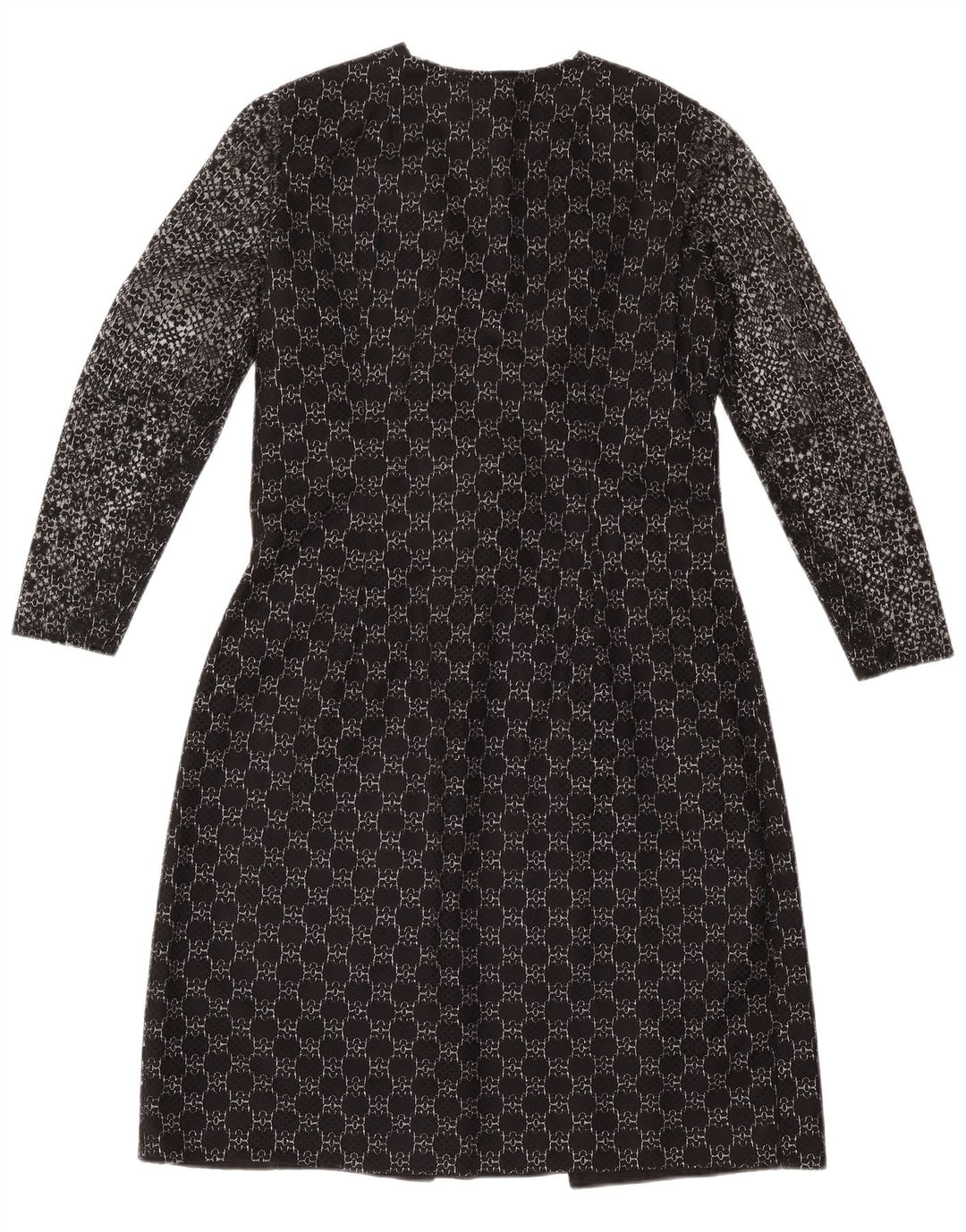robe fourreau à manches longues vintage pour femmes UK 12 Moyen Noir Géométrique