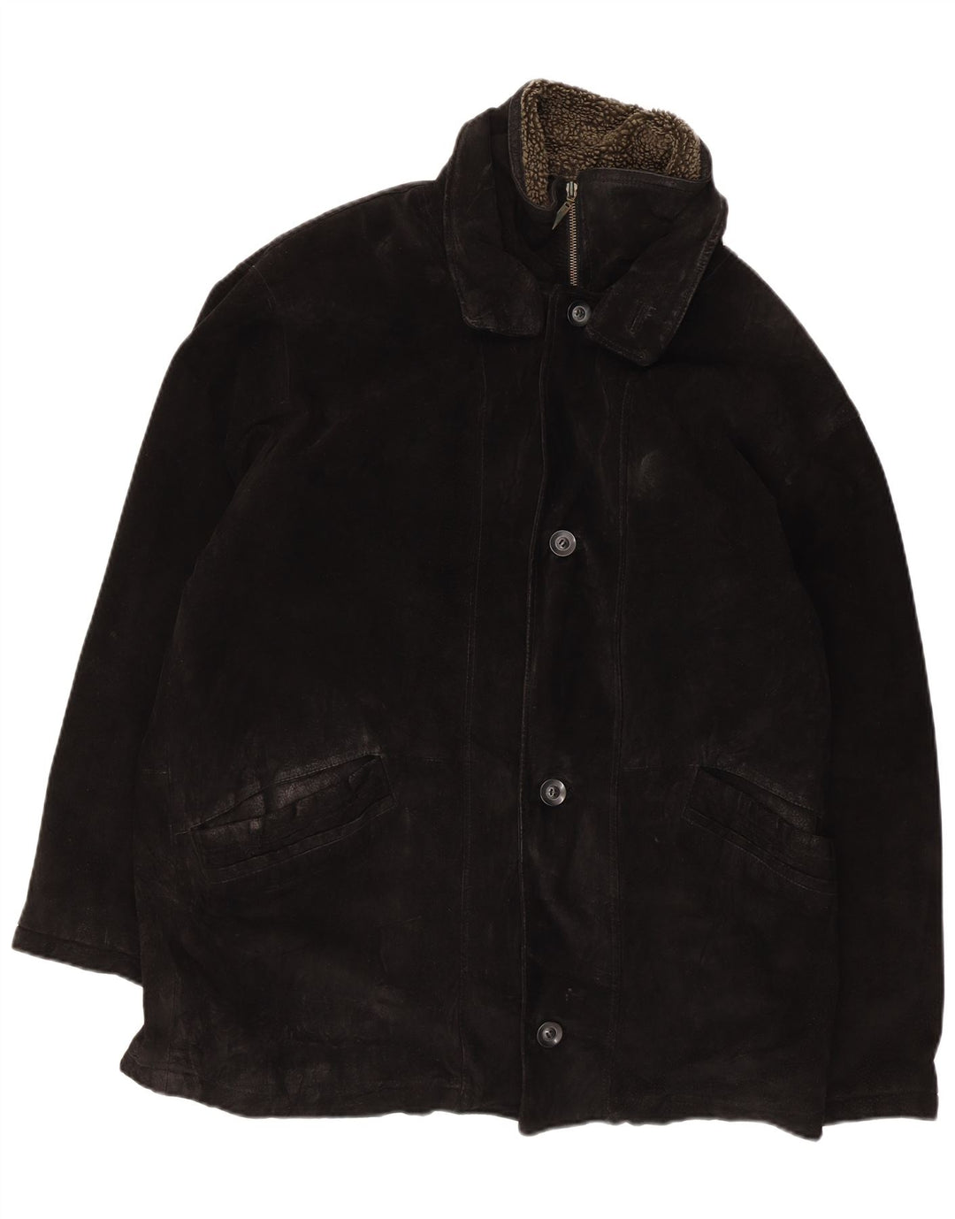veste en daim homme vintage UK 40 grand cuir noir