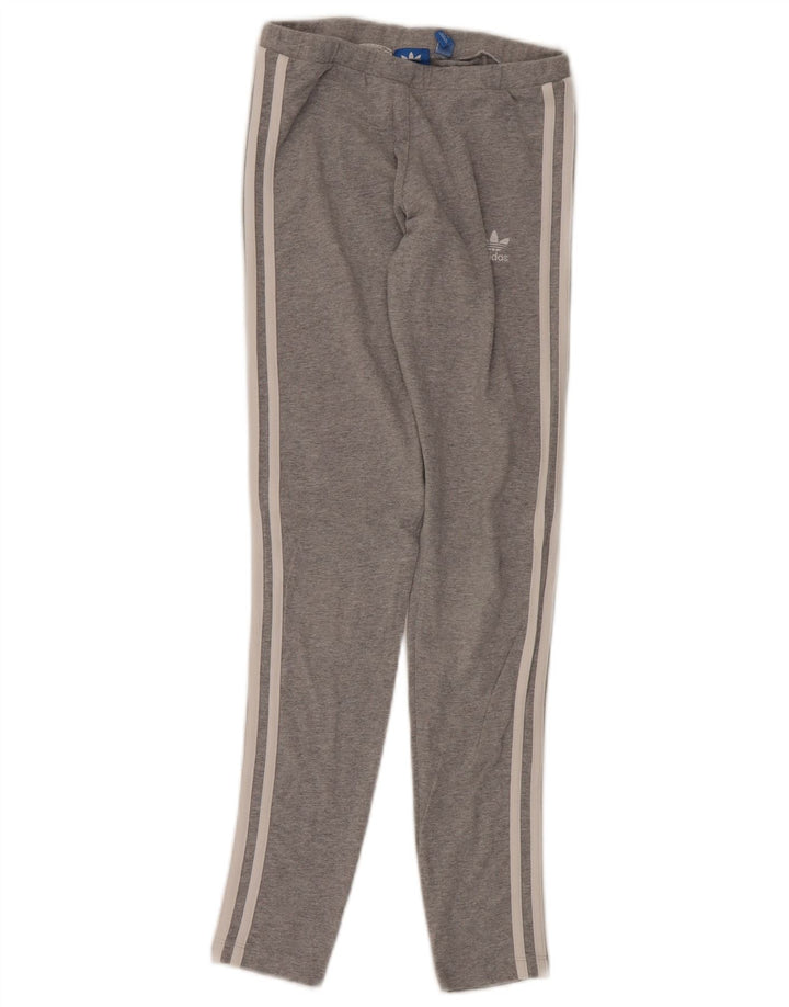 Adidas Leggings Femme UK 10 Petit Gris Coton