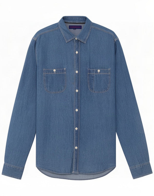 Aeropostale Mens Denim Shirt Medium Blue Cotton