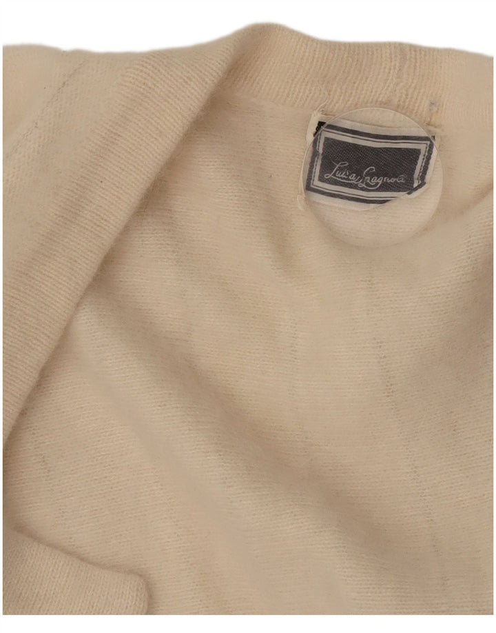 Luisa Spagnoli Pull boléro ouvert pour femme UK 14 Beige moyen