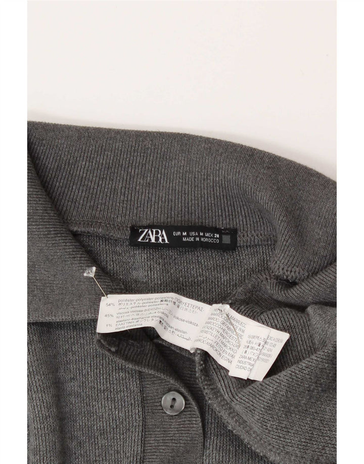 Zara Polo à manches longues pour femme UK 12 Gris moyen Polyester