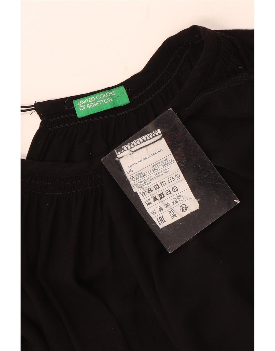 Benetton Chemisier surdimensionné pour femme UK 46 Large Noir Viscose