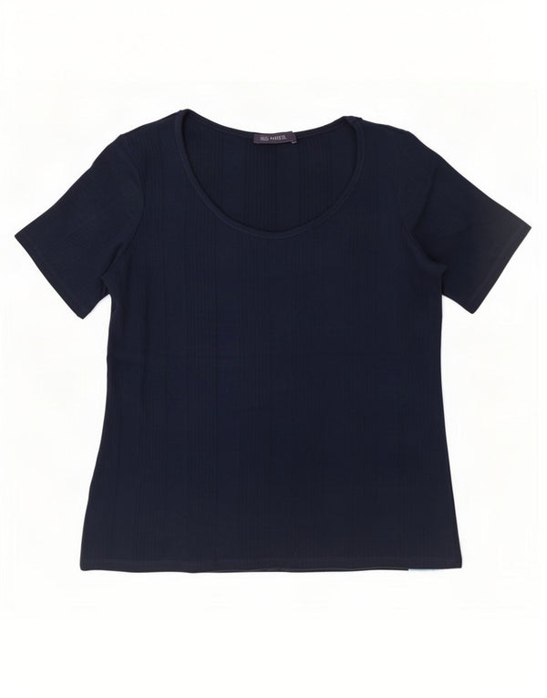 Marks & Spencer T-Shirt Femme Top UK 16 Large Bleu Marine Coton