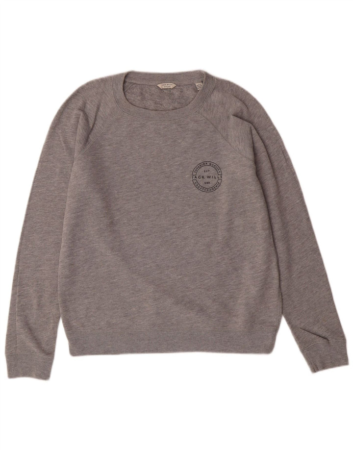 JACK WILLS Sweat-shirt pour femme UK 12 Gris moyen Coton