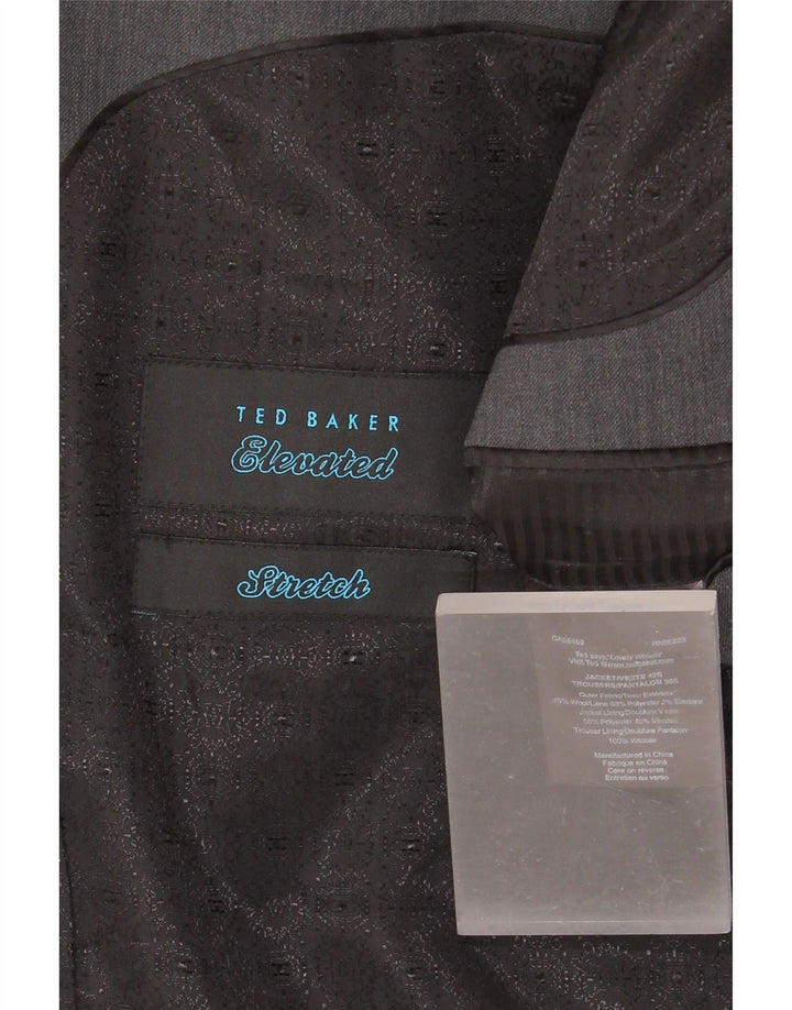 Ted Baker Costume 2 pièces extensible à 2 boutons pour homme UK 42 XL W36 L30 Laine grise