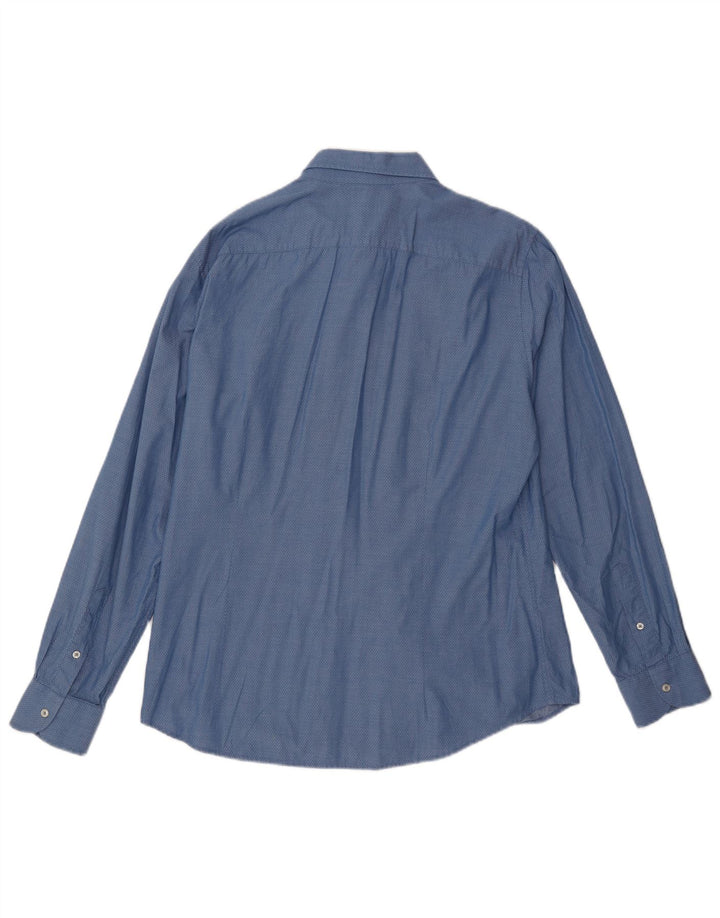 BENETTON Chemise Homme XL Bleu Argyle/Diamant Coton