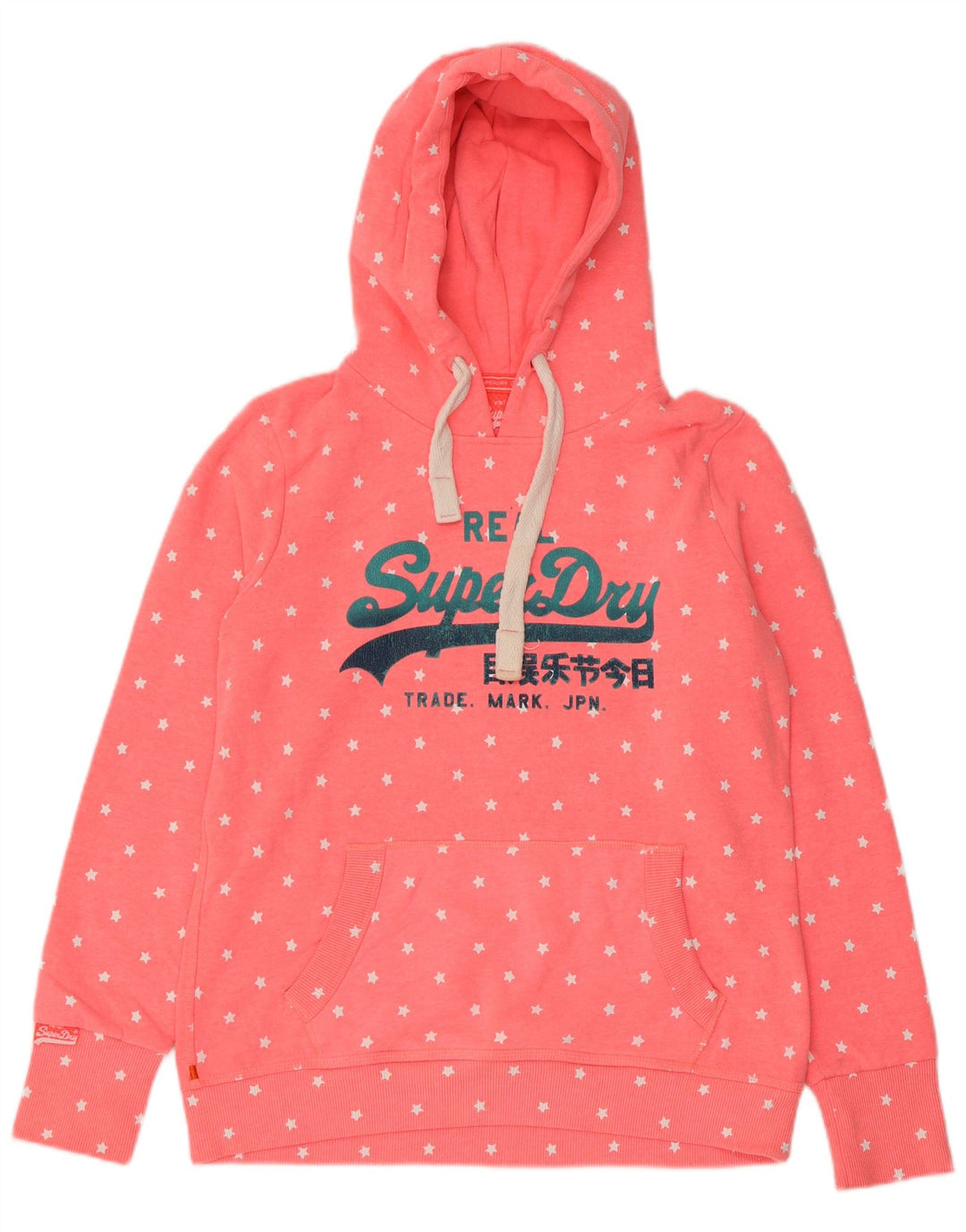 Superdry Pull à capuche graphique pour femme UK 18 XL Coton à pois rose