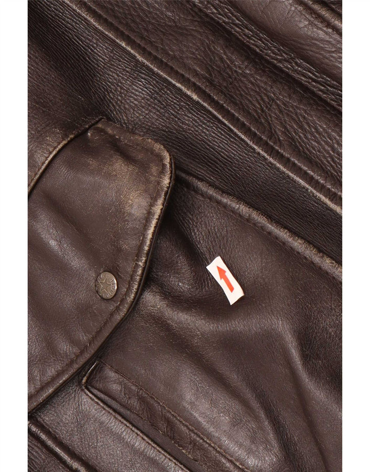 Bomb Boogie Veste en cuir coupe ample Sky pour homme UK 38 Marron moyen