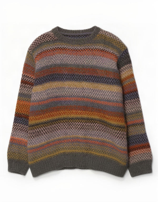 vintage Mens Boat Neck Jumper Sweater XL Multicolore Rayé