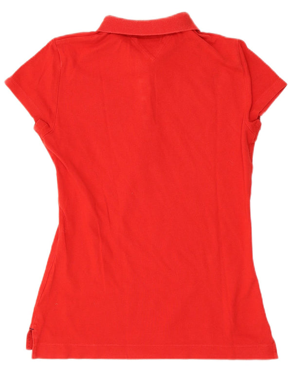 TOMMY HILFIGER Polo Slim Fit pour Femme UK 12 Rouge Moyen