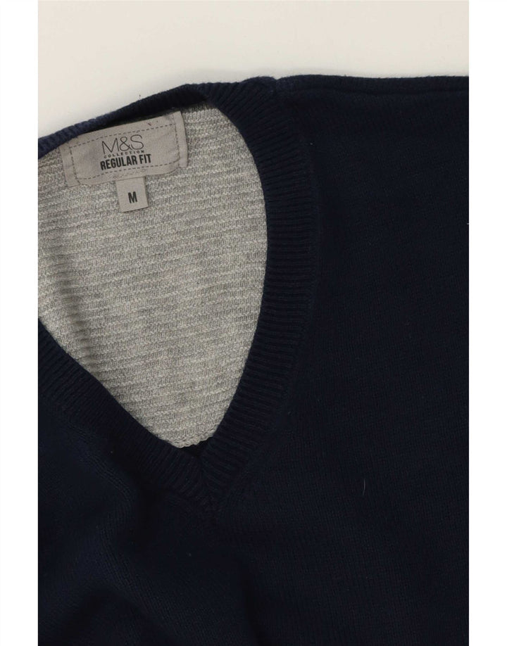 Marks & Spencer Pull Regular Fit Col V Homme Bleu Marine Moyen