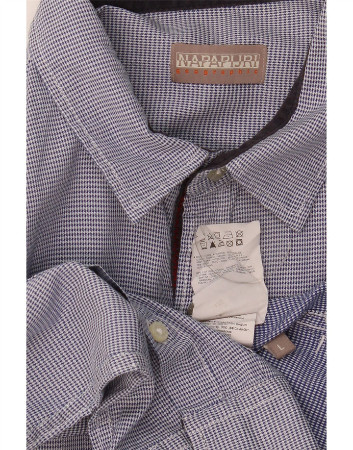 Napapijri Chemise Homme Large Bleu Pied-de-Poule Coton