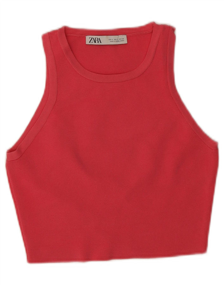 Zara Womens Crop Vest Top UK 8 Petit Rose