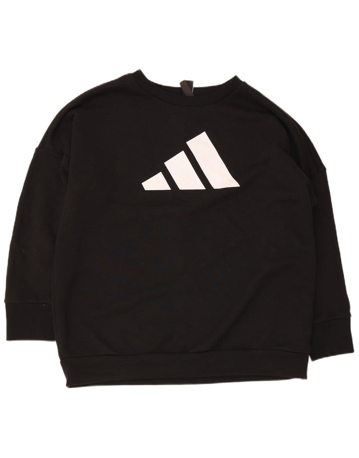Adidas Sweat-shirt surdimensionné graphique pour femme UK 12/14 Noir moyen