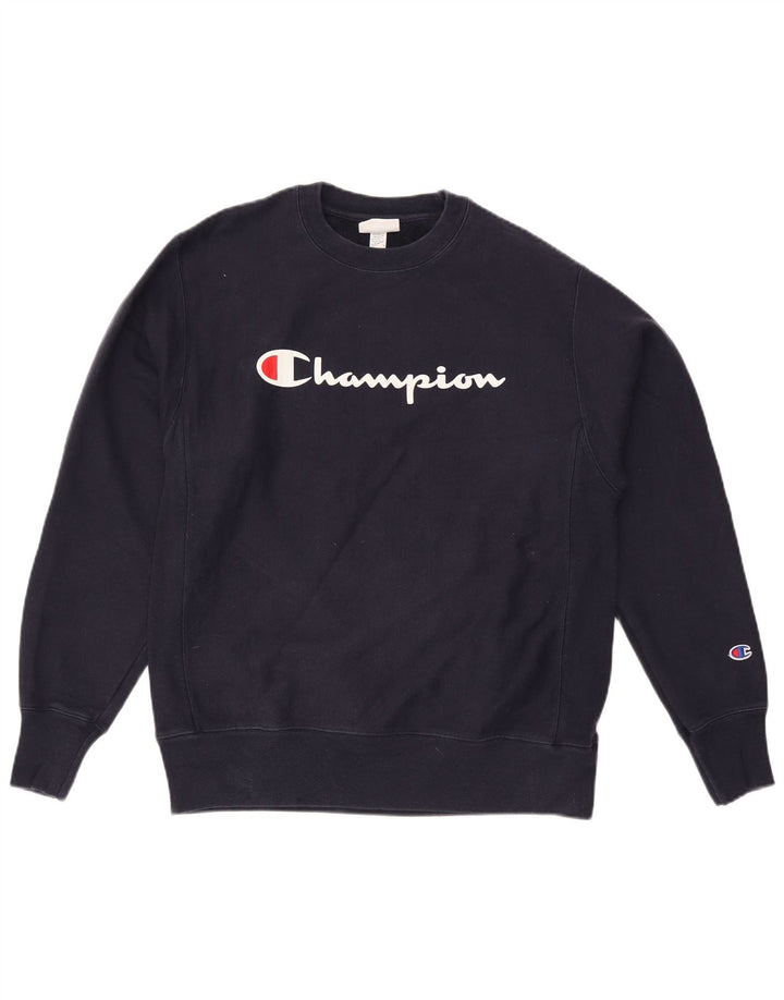 CHAMPION Sweat-Shirt Graphique Homme Bleu Marine Moyen Coton