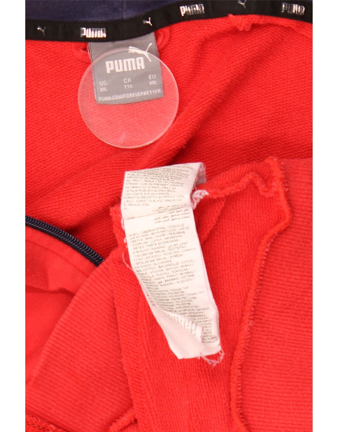 PUMA Pull à capuche zippé graphique pour homme 2XL Rouge Coton