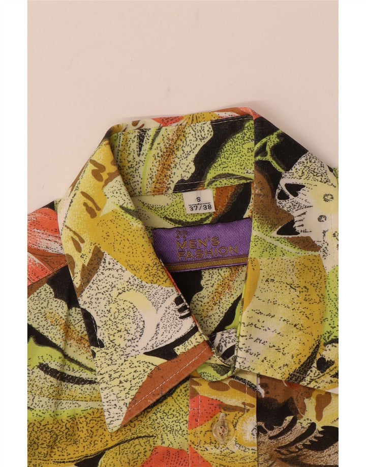 VINTAGE Chemise à manches courtes pour homme Petit motif floral multicolore