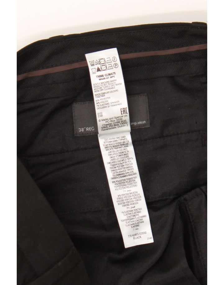 Marks & Spencer Pantalon Chino Slim Homme W38 L31 Noir Polyester
