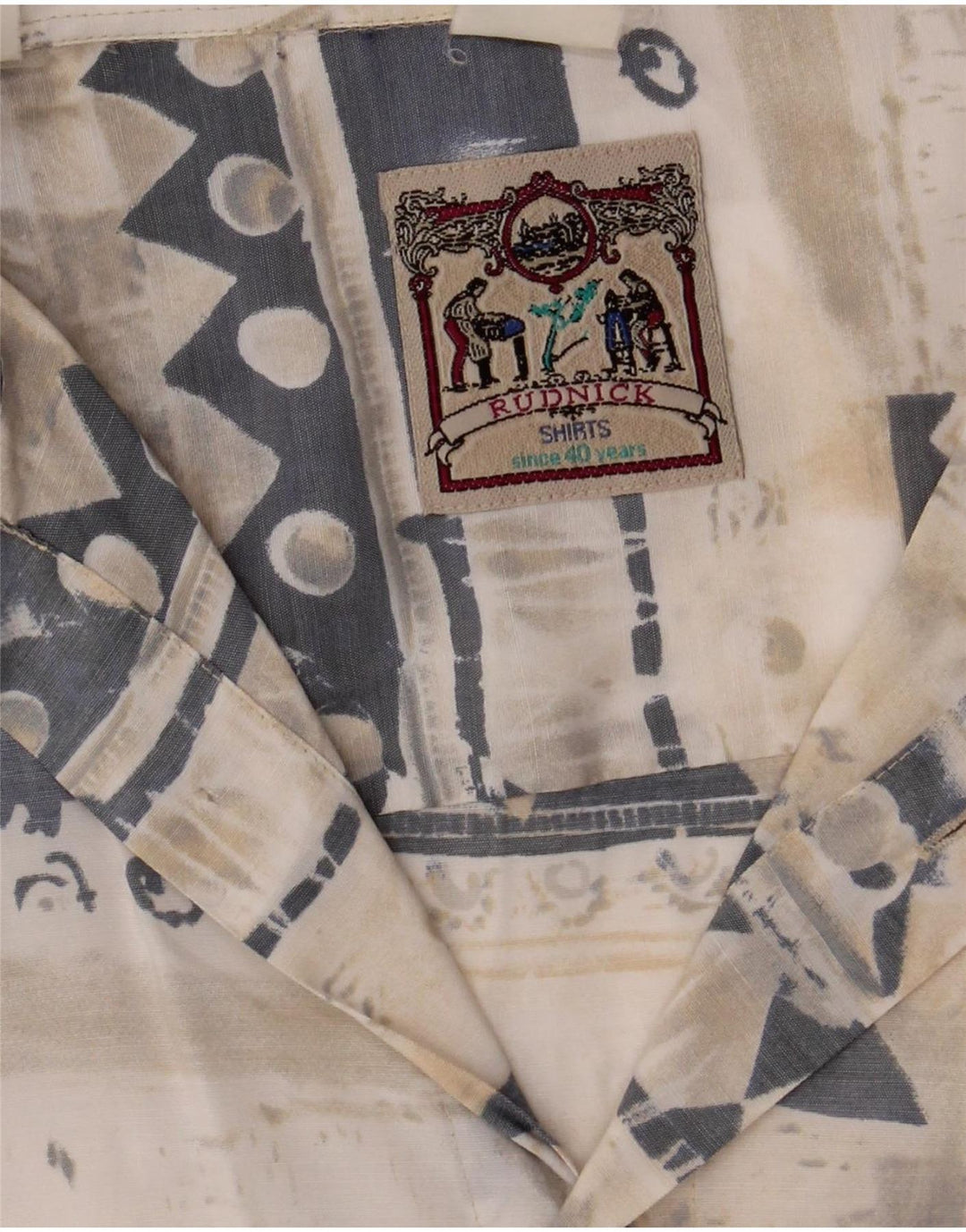 Rudnick Chemise à Manches Courtes Homme Beige Moyen Géométrique