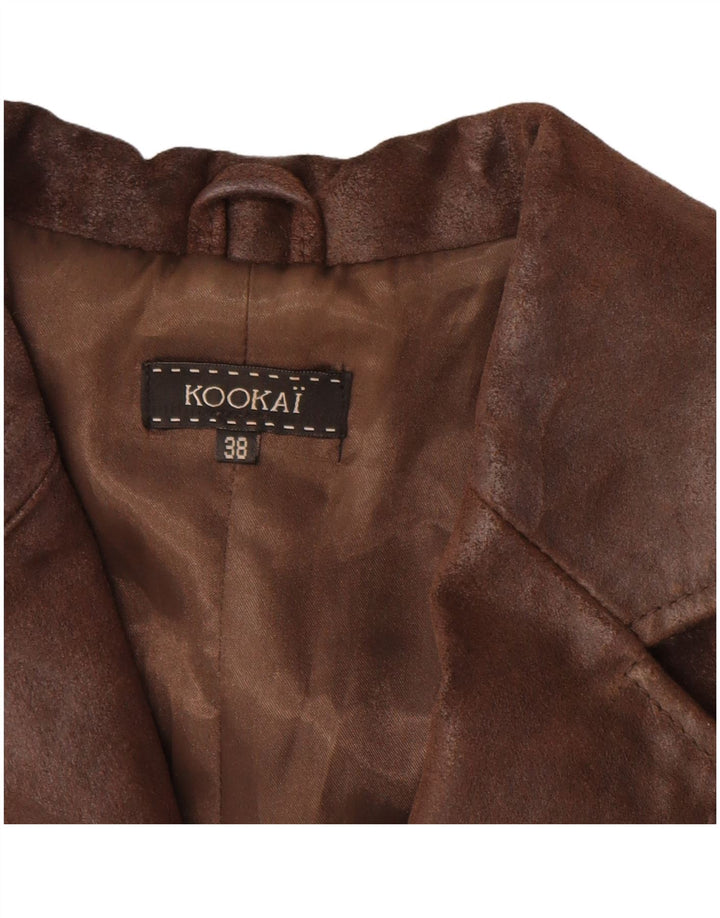 Kookai Manteau en cuir pour femme EU 38 Cuir marron moyen