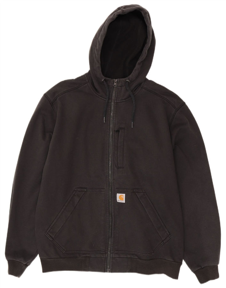 Carhartt Pull à capuche zippé pour homme, coupe décontractée, grand, noir, polyester