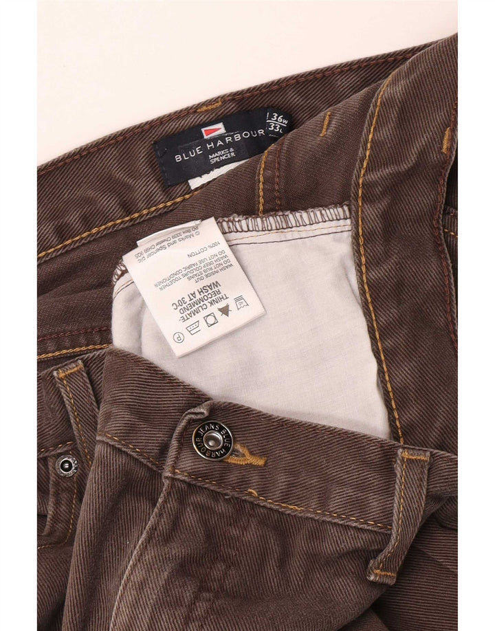 Marks & Spencer Jean droit bleu Harbor pour homme W36 L28 coton marron