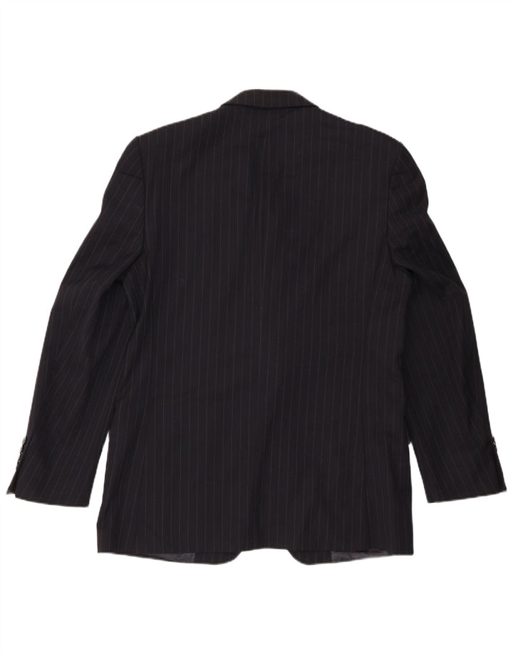 Zara Veste blazer à 2 boutons pour homme EU 50 en laine à fines rayures noires moyennes