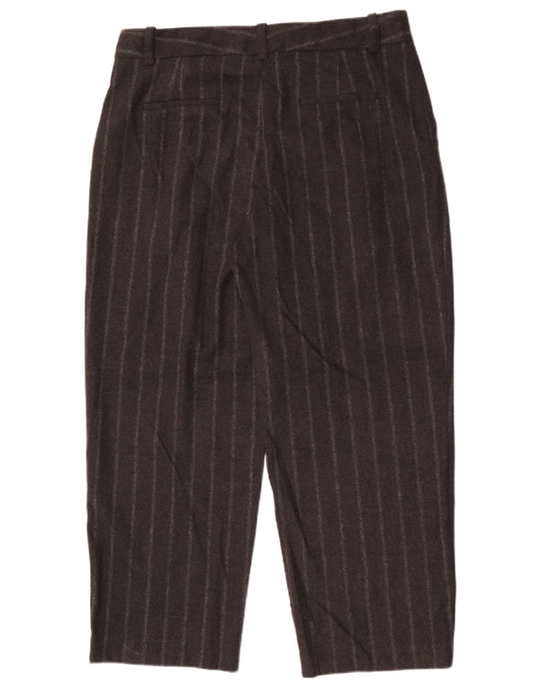 Zara Pantalon de costume court fuselé pour femme Large W30 L26 Gris à fines rayures