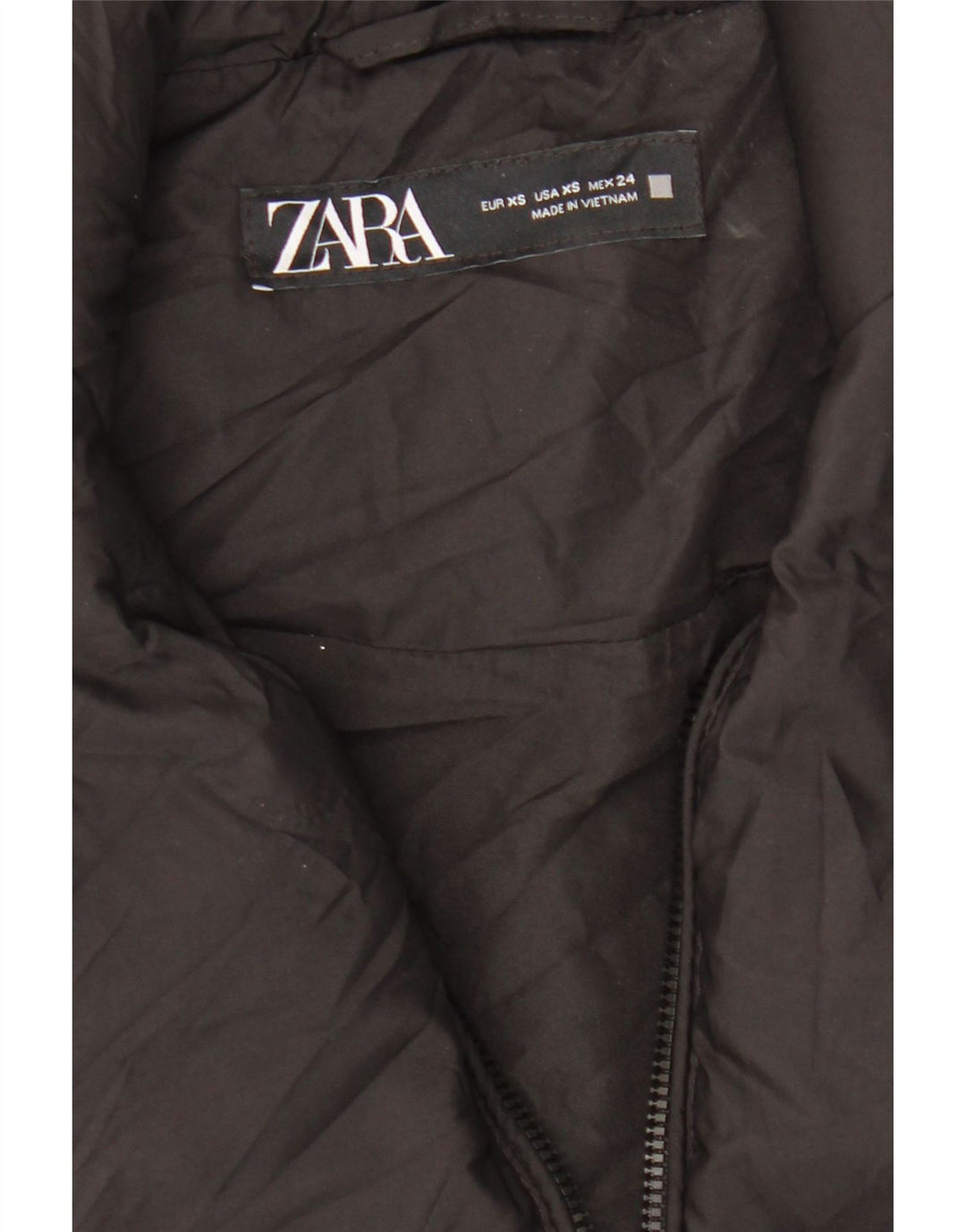 ZARA Femme Crop Oversize Gilet Rembourré UK 6 XS Noir Polyester