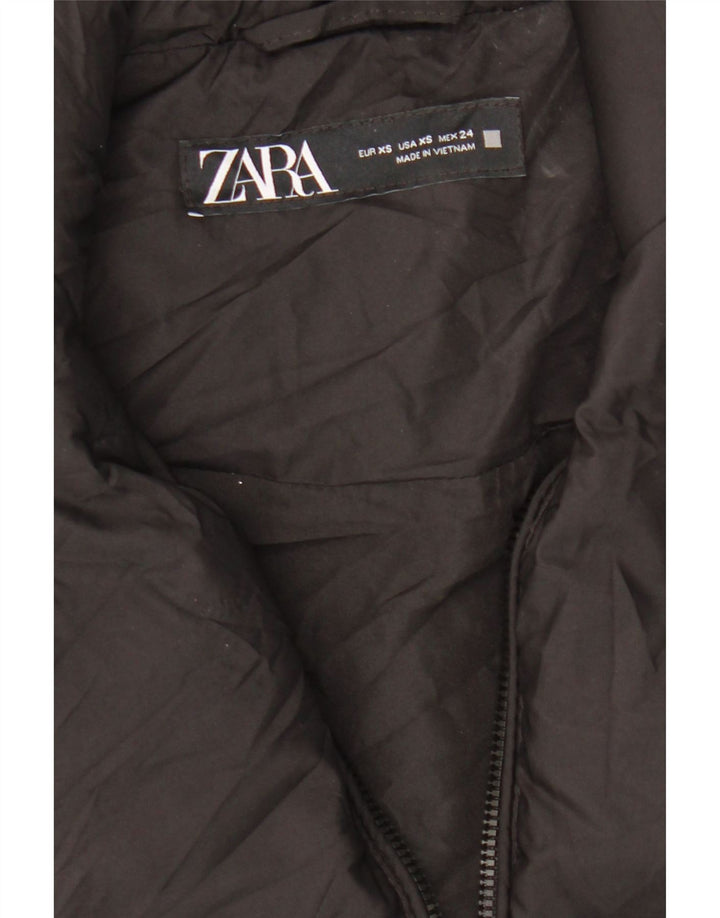 ZARA Femme Crop Oversize Gilet Rembourré UK 6 XS Noir Polyester