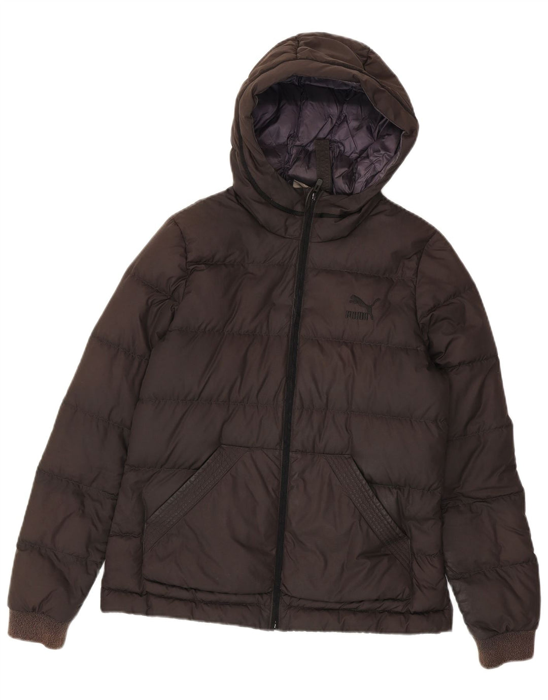 Puma Veste rembourrée à capuche pour femme UK 12 Marron moyen Polyester
