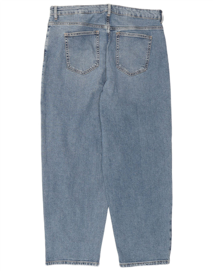 MARKS & SPENCER Jean taille haute Barrel pour femme UK 16 Large W34 L28 Bleu