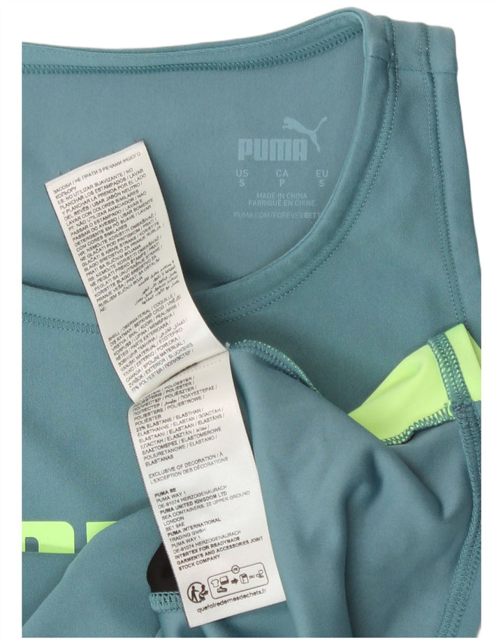 Puma Débardeur court graphique pour femme UK 10 Petit Bleu Colorblock Polyester