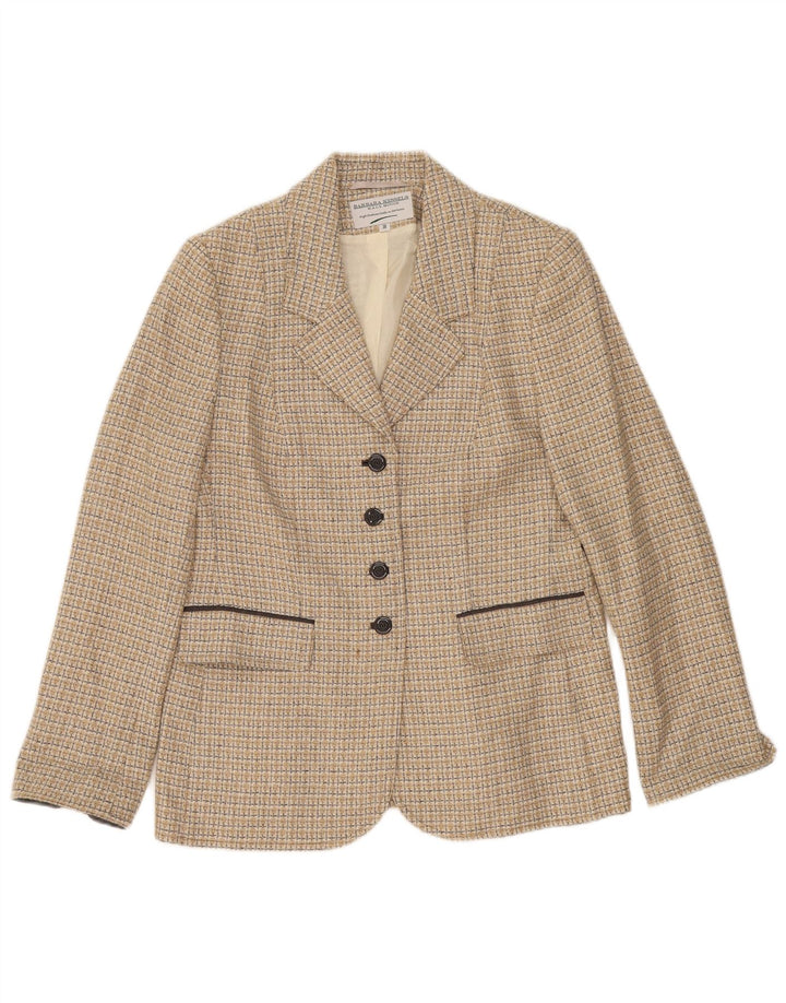 Barbara Kessels Veste blazer à 4 boutons pour femme EU 38 en laine à carreaux beige moyen
